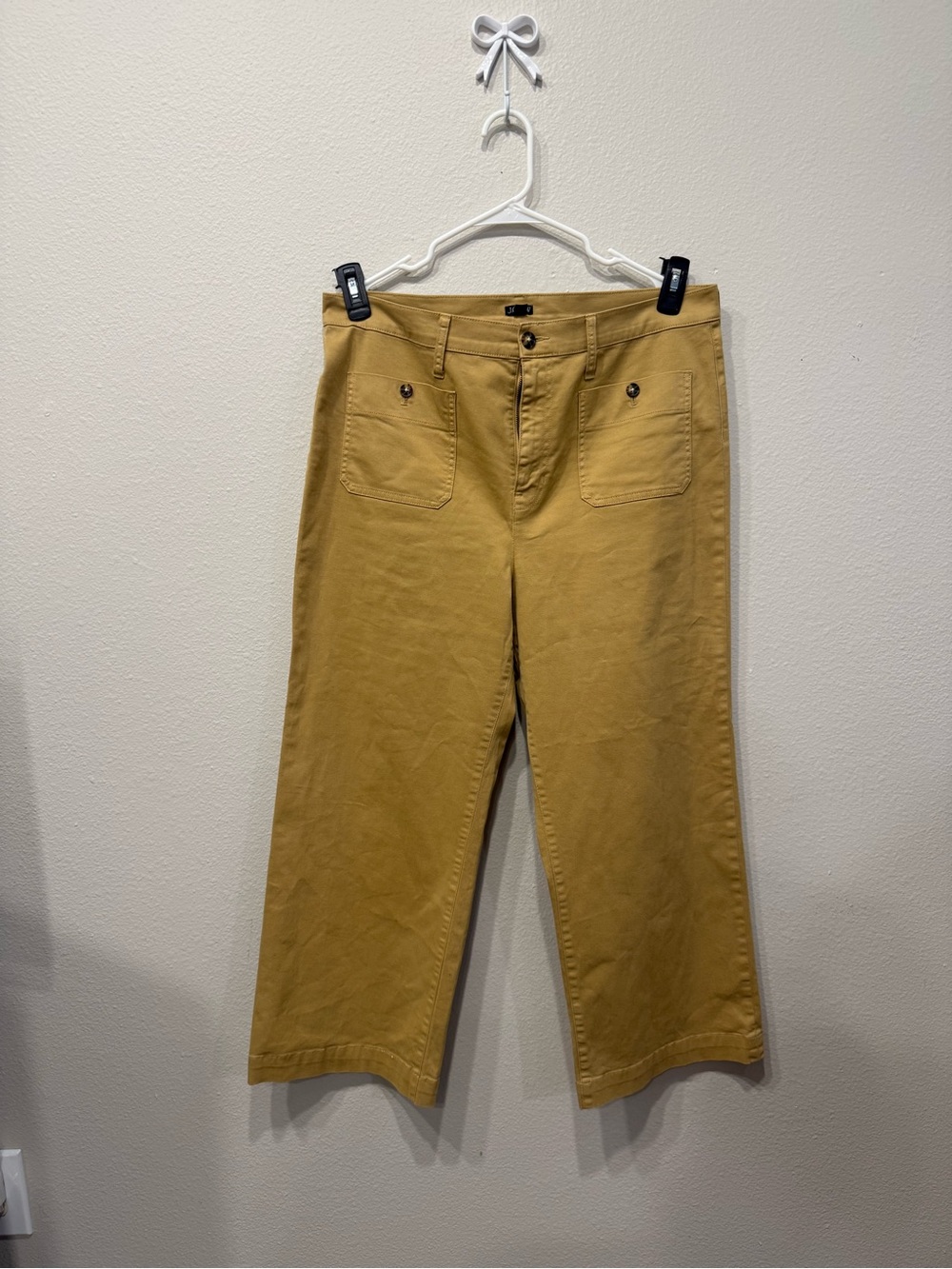 J. Crew Dark Khaki/Mustard Wide Leg Crop Pants
